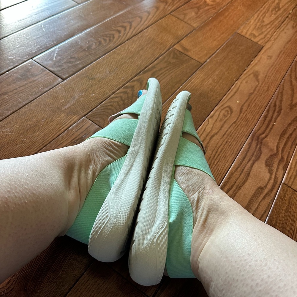 CROCS Teal Sandals with Strappy Design and Textured Footbed - Picture 7 of 8